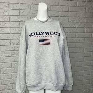 Hill Hollywood California Gray Pullover Oversized Sweatshirt Size L